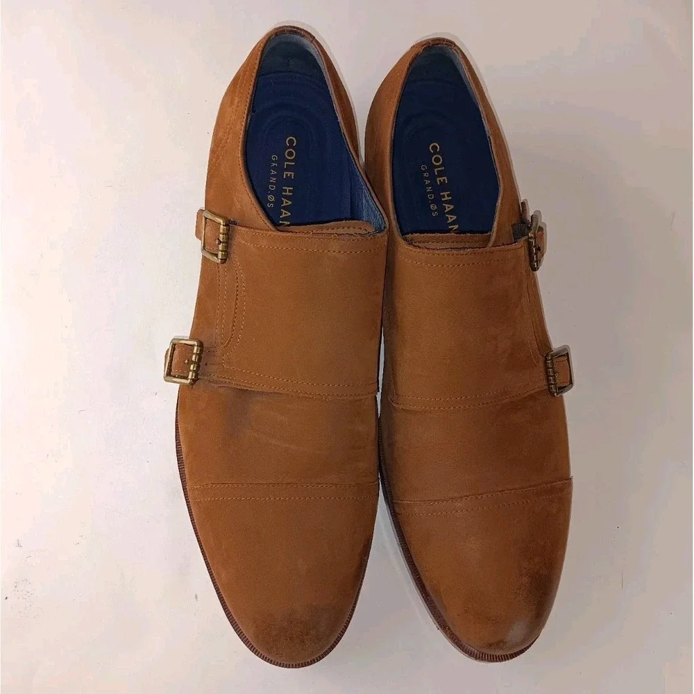 Cole Haan Oxford Mens sz 11 M Brown Double Monk Strap Leather Dress Shoes C26739